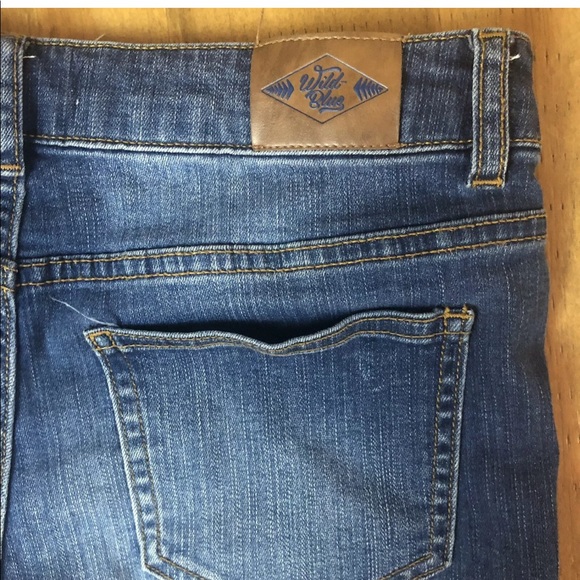 Wild Blue Jean Shorts Dark Distressed Button Fly - Picture 7 of 9